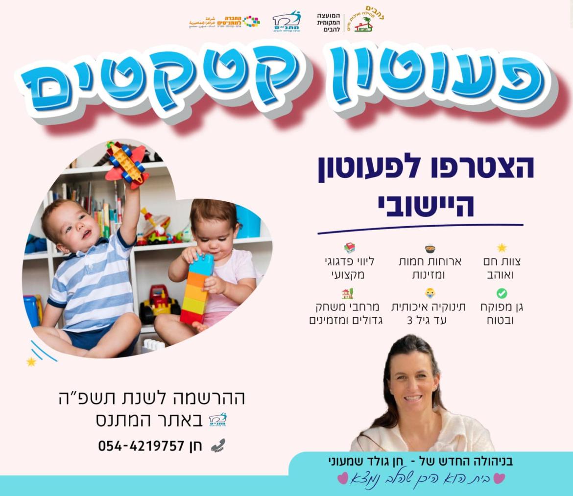 תמונה המכילה בתוכה תמונות מנהלת הפעוטון ופעוטות עם כותרת פעוטון קטקטים 