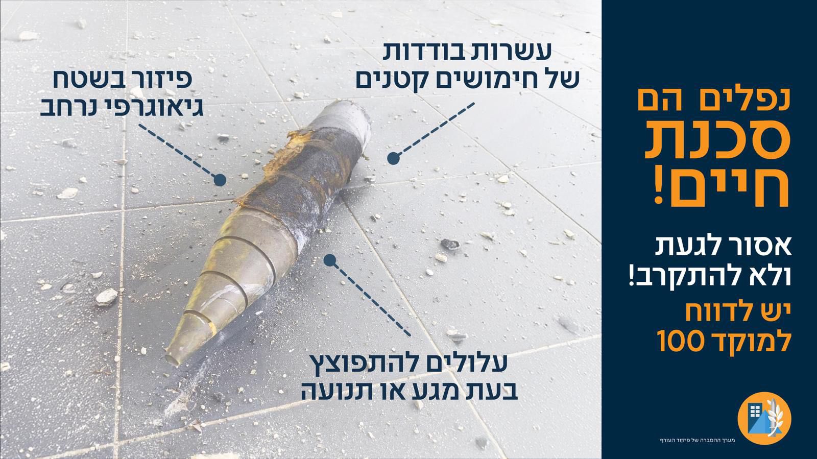 מערך הסברה של פיקוד העורף נפלים הם סכנת חיים